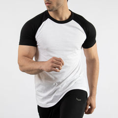 BLACK & WHITE TEE WITH RAGLAN SLEEVES