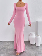 SQUARE NECK LONG SLEEVE BODYCON