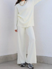 MOCK NECK RIBBED TWO-PIECE SET