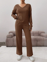 RIBBED LONG SLEEVE TWO PIECE SET