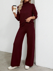 CASUAL LADIES' TURTLENECK LONG SLEEVE SWEATER AND SWEATER PANTS SUIT