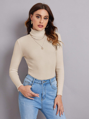 TURTLENECK RIBBED KNIT SWEATER WORKWEAR