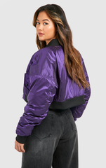 CROPPED METALLIC BOMBER JACKET