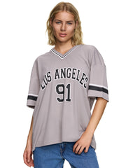 OVERSIZED LA 91 LOS ANGELES PRINT T-SHIRT COLLEGE TEE