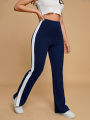 CONTRAST SIDE SEAM SPLIT HEM TROUSERS