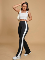 CONTRAST SIDE SEAM SPLIT HEM TROUSERS