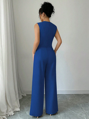 SLEEVELESS BLAZER VEST AND SUIT PANTS SET
