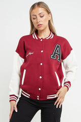 VARSITY BASEBALL UNISEX JACKET-  WINE