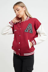 VARSITY BASEBALL UNISEX JACKET-  WINE