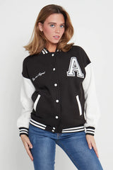 VARSITY BASEBALL UNISEX JACKET-  BLACK