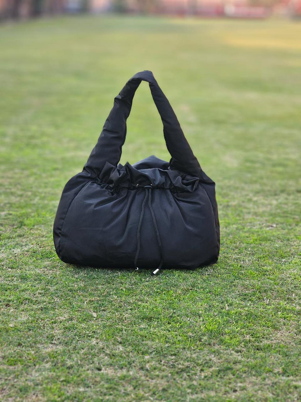Maisy Ruched Hobo Bag-Black