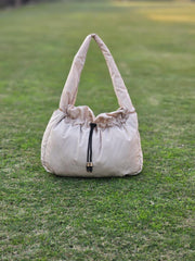 Maisy Ruched Hobo Bag-Beige