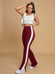 CONTRAST SIDE SEAM SPLIT HEM TROUSERS