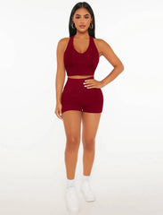 RIBBED KNIT BACKLESS CROP TANK TOP