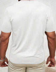 MEN T-SHIRTS FIT SHORT SLEEVE HENLEY TOP