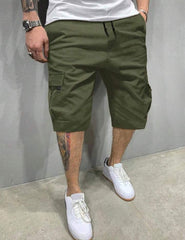 LOOSE FIT MEN'S CARGO SHORTS WITH FLAP POCKETS & DRAWSTRING WAIST