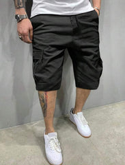 LOOSE FIT MEN'S CARGO SHORTS WITH FLAP POCKETS & DRAWSTRING WAIST