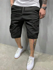 LOOSE FIT MEN'S CARGO SHORTS WITH FLAP POCKETS & DRAWSTRING WAIST