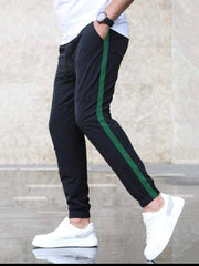 MEN CONTRAST SIDE SEAM DRAWSTRING WAIST TROUSERS