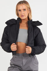 HOODED HEM DETAIL PUFFER JACKET