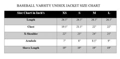 VARSITY BASEBALL UNISEX JACKET-  BLACK