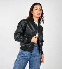 BUTTON DETAIL POCKET BOMBER JACKET