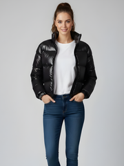 WOMEN’S HIGH-SHINE QUILTED PUFFER JACKET