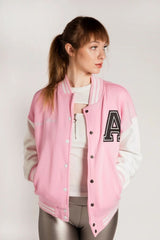 VARSITY BASEBALL UNISEX JACKET-  PINK