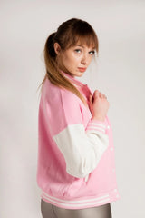 VARSITY BASEBALL UNISEX JACKET-  PINK