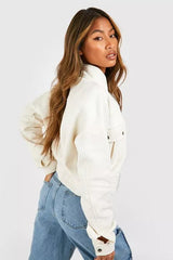 POCKET DETAIL BOMBER JACKET CREAM