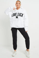 LOVE SICK PRINT OVERSIZED HOODIE