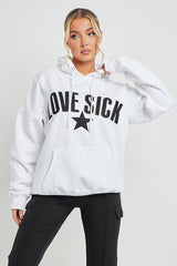 LOVE SICK PRINT OVERSIZED HOODIE