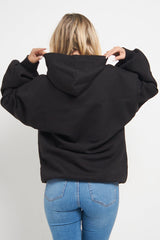 BLACK AMOUR RUCHED SLEEVE HOODIE