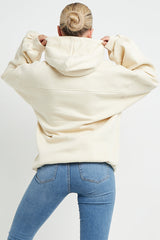 ECRU AMOUR RUCHED SLEEVE HOODIE