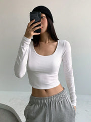 LADIES' CROPPED TIGHT-FITTING T-SHIRT