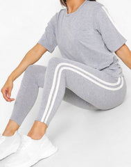 WOMEN SUMMER DOUBLE STRAPE TRACKSUIT - GREY