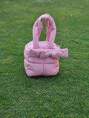 Puffer Bag Bow Tote Bag Baby Pink