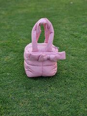 Puffer Bag Bow Tote Bag Baby Pink