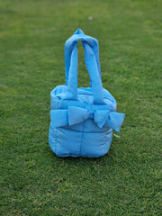 Puffer Bag Bow Tote Bag Sky Blue