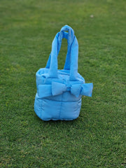 Puffer Bag Bow Tote Bag Sky Blue