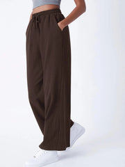 BASICS DRAWSTRING WAIST SLANT POCKET JOGGERS-DARK BROWN