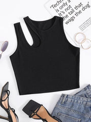 CUT OUT RIB-KNIT CROP TOP