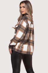 OVERSIZED CHECK SHACKET- BROWN