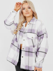 OVERSIZED CHECK SHACKET- LILAC