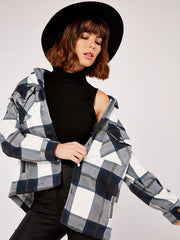 OVERSIZED CHECK SHACKET- NAVY