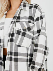 OVERSIZED CHECK SHACKET- WHITE