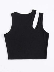 CUT OUT RIB-KNIT CROP TOP