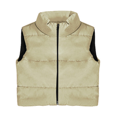 CROPPED PADDED GILET JACKET - BEIGE