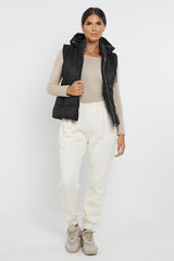 HOODED PADDED GILET JACKET-BLACK