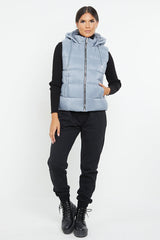 HOODED PADDED GILET JACKET-GREY